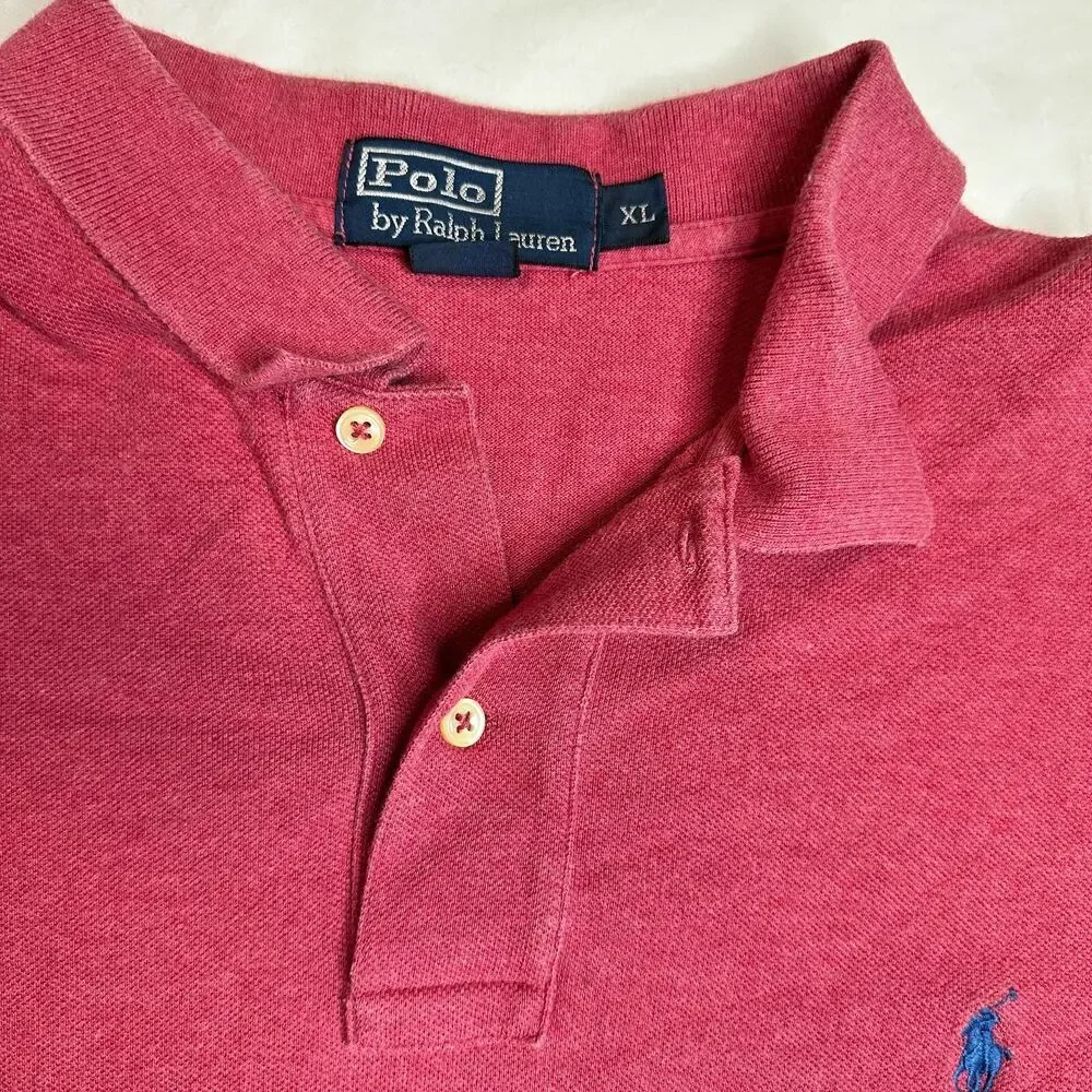 Polo Ralph Lauren Mens XL Cotton‎ Red Short Sleeve Polo Blue Pony Golf